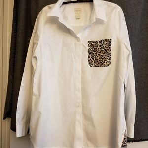 Chico's effortless blouse w leopard